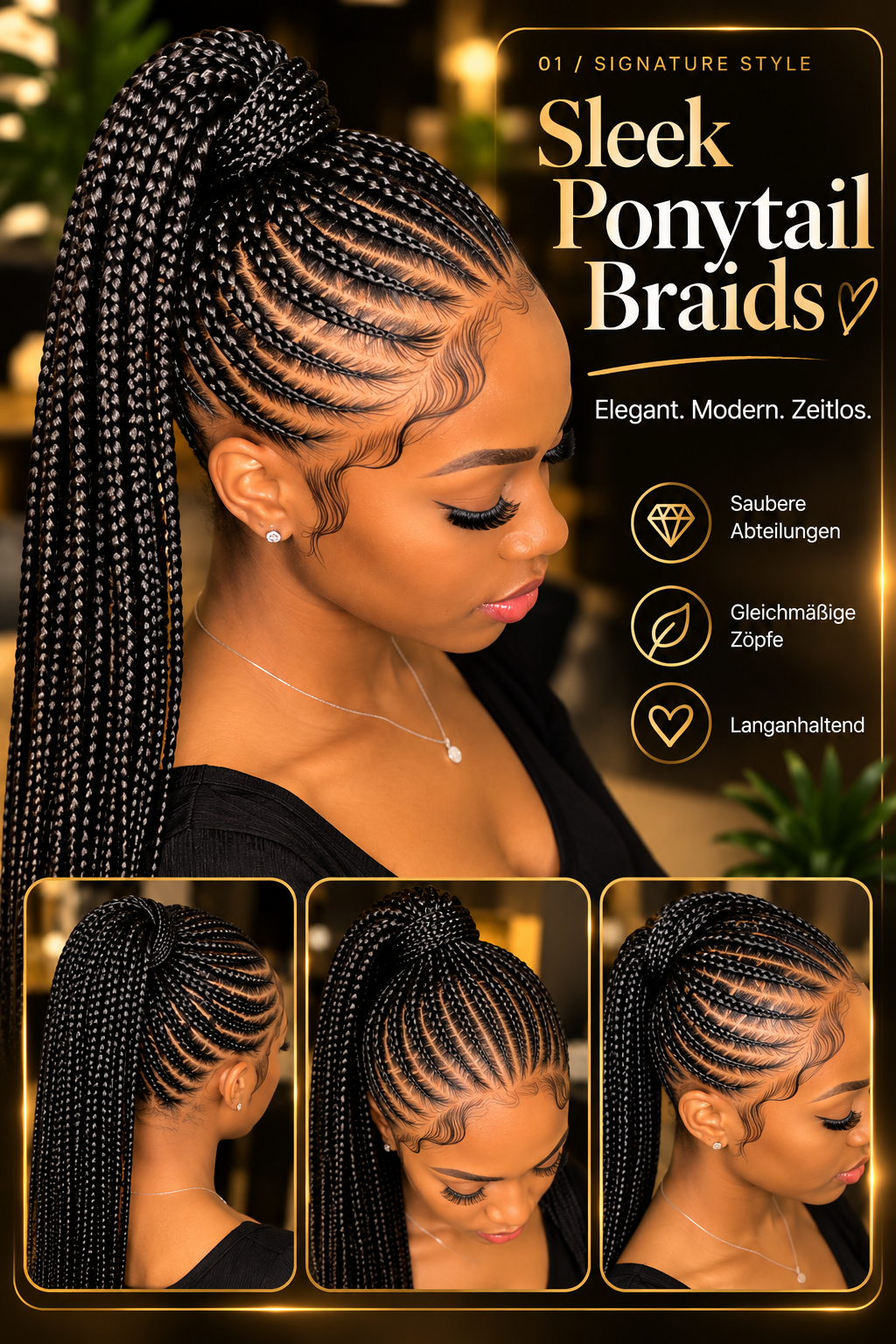 Sleek Ponytail Braids mit geflochtenem hohen Zopf