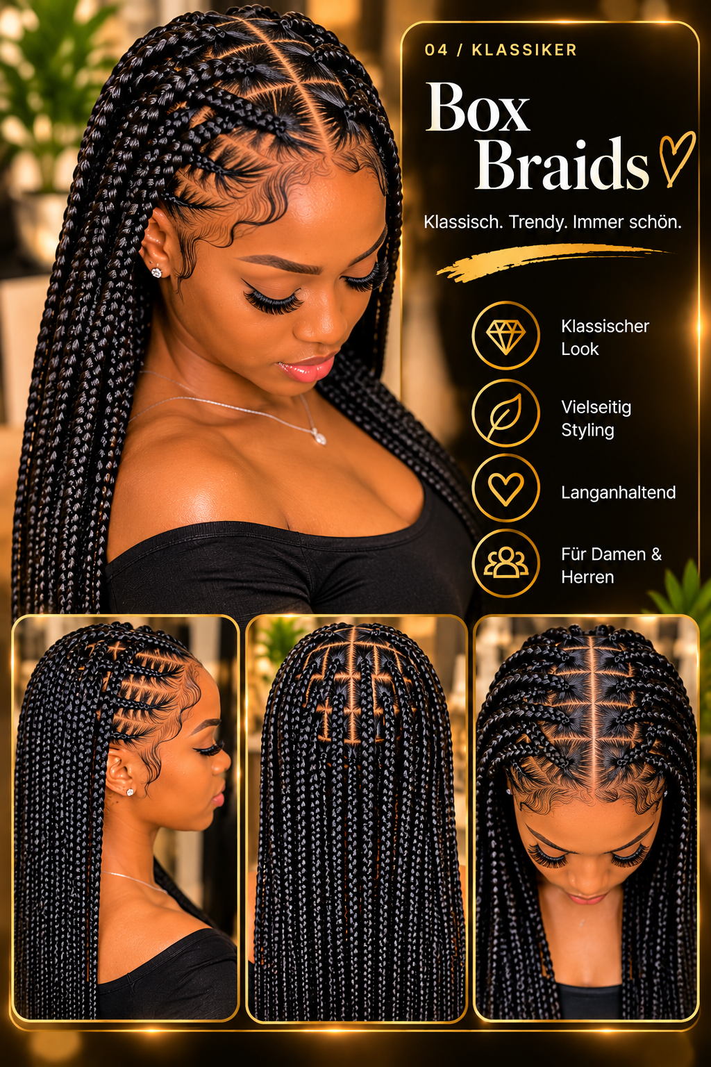 Box Braids mit gleichmäßigem Flechtmuster